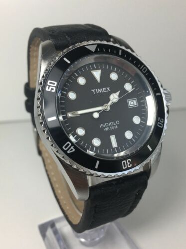 Rare Timex “Submariner” Diver Watch Black T29781 Date Luminous