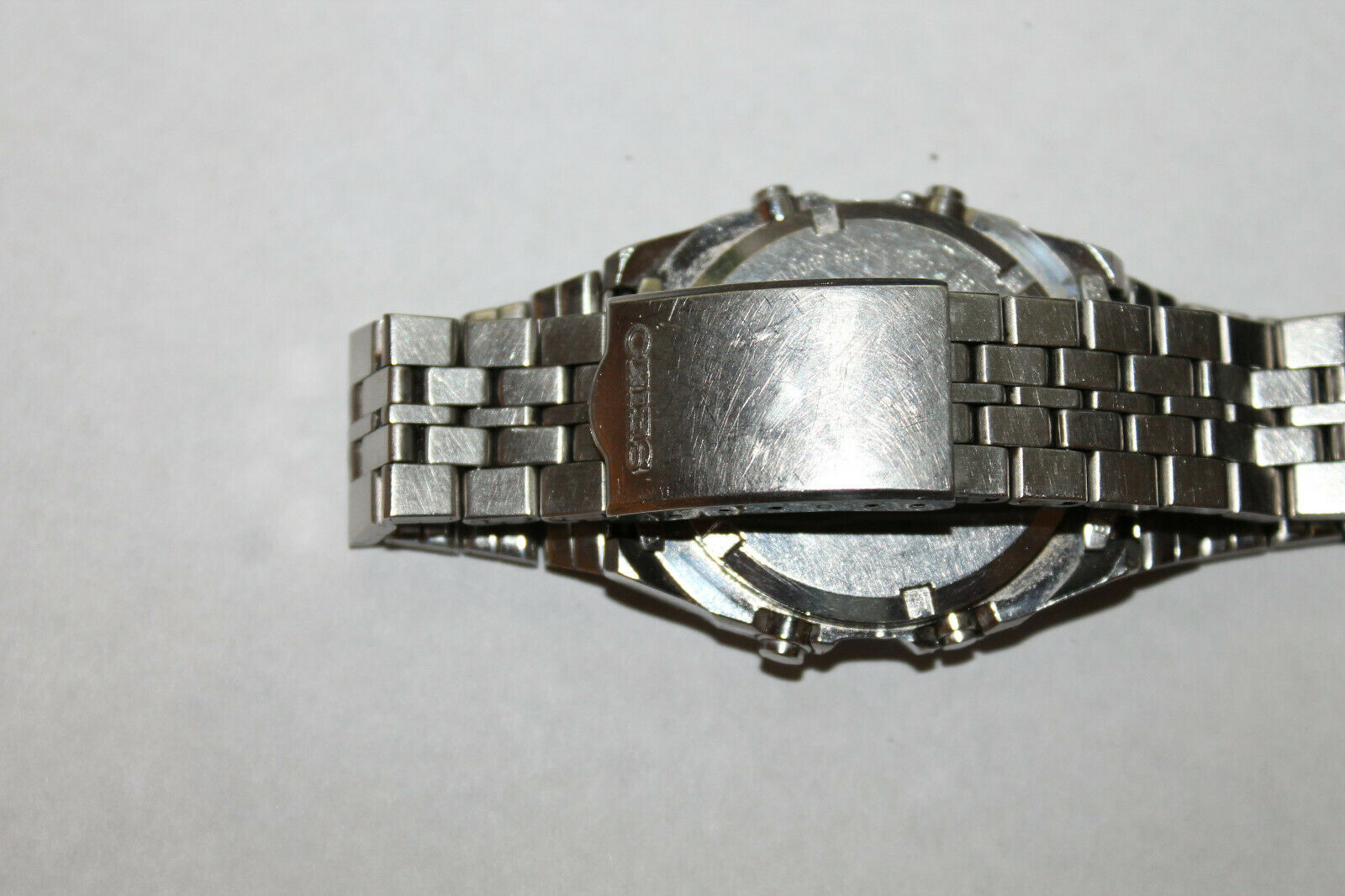 Vintage SEIKO A258-5000 Silver Wave Mens Watch Stainless Steel Box