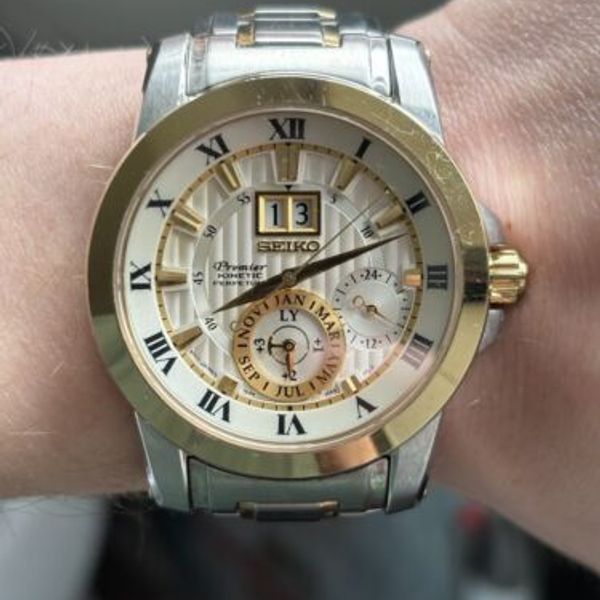 SEIKO Premier Kinetic Perpetual 7d56 0ab0 Gold Silver