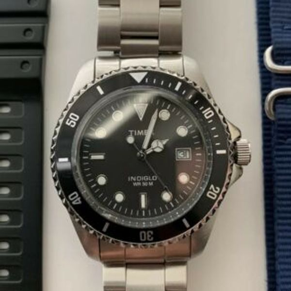 Timex Diver Submariner Date Oyster Bracelet T29781 Vintage Timex Dive Watch  | WatchCharts