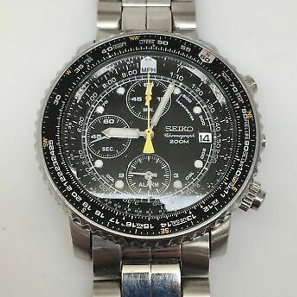 SEIKO Flightmaster SNA411 7T62-0EB0 Men's Pilot Chronograph Watch