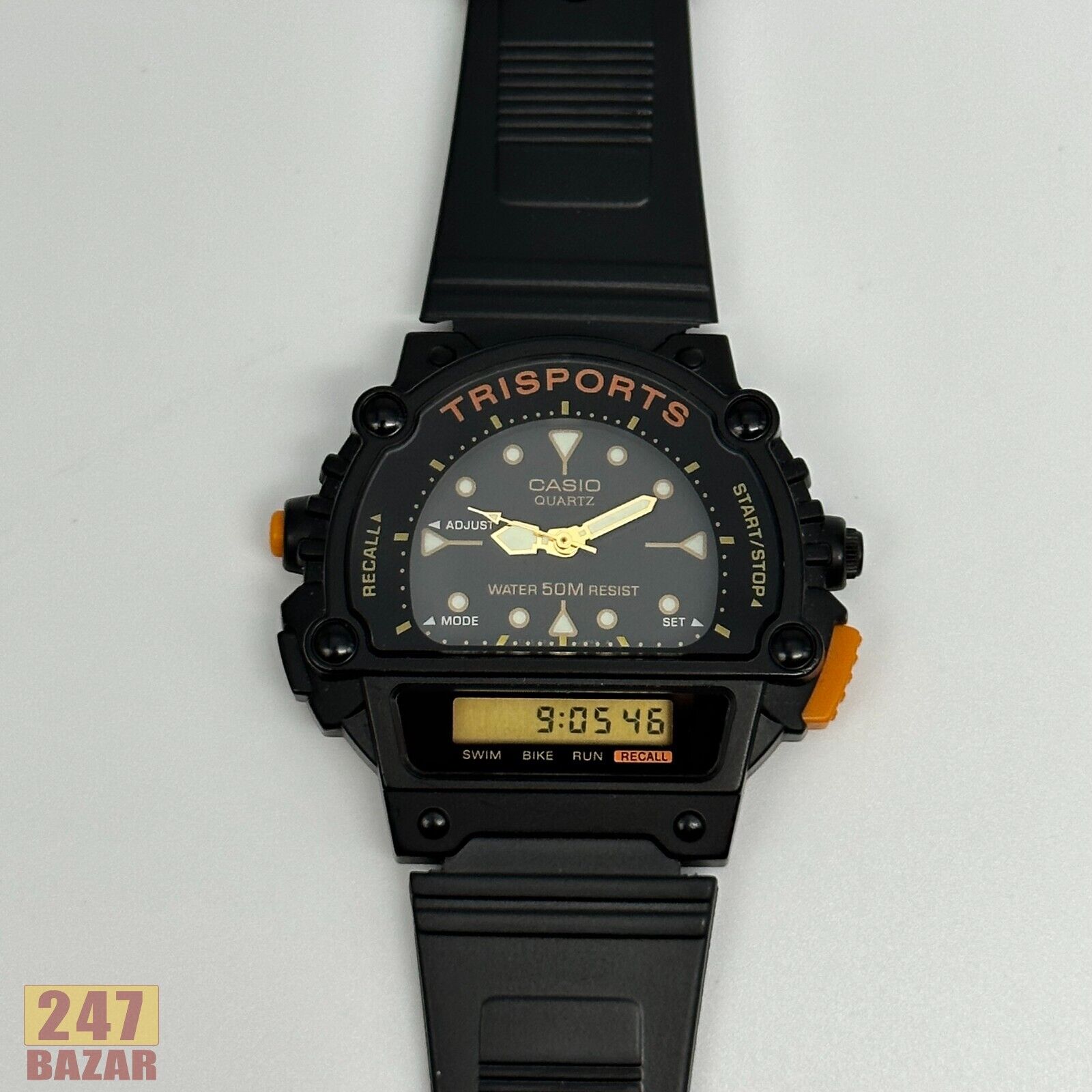 Vintage 1990s Casio TRI-10W 721 Digital Analog Watch - Works
