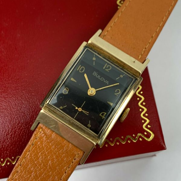 Bulova Circa 40s 50s Cal 8AC 21 Jewels 10K Gold Filled Art Deco Watch w ...