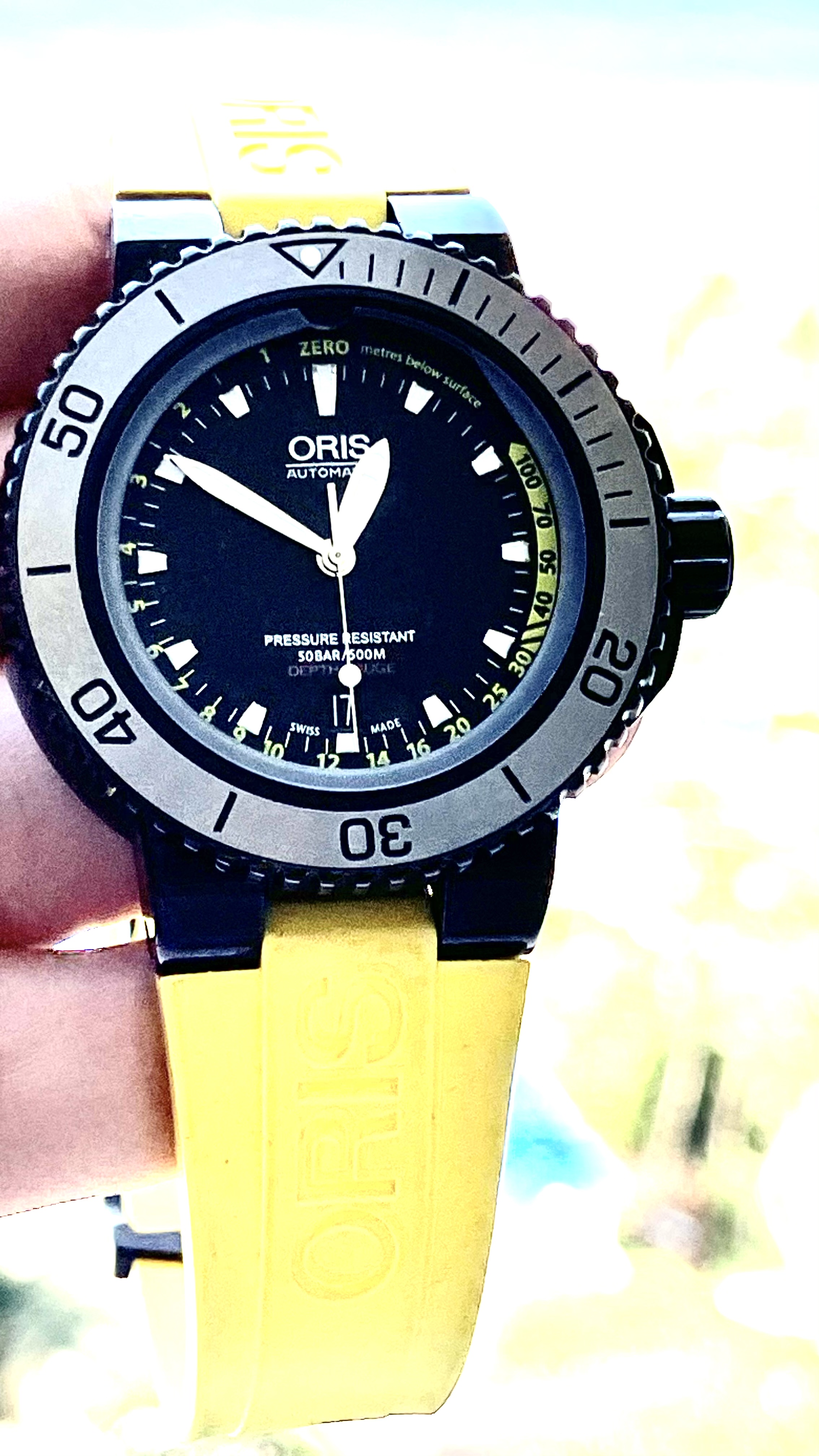 Oris Aquis Depth Gauge 46 MM Auto PVD Steel Rubber Deployment 01