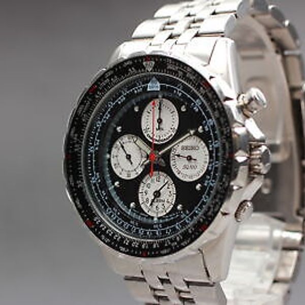 【じょうた】　③④ MINT] SEIKO 7T34-6A90 Chronograph Panda Pilot Flightmaster Quartz