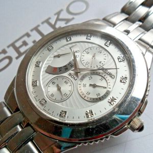 Clean S/S Men's Seiko 12 Diamond Calendar 50 Meter Quartz Watch 6G34-00A0  Runs | WatchCharts