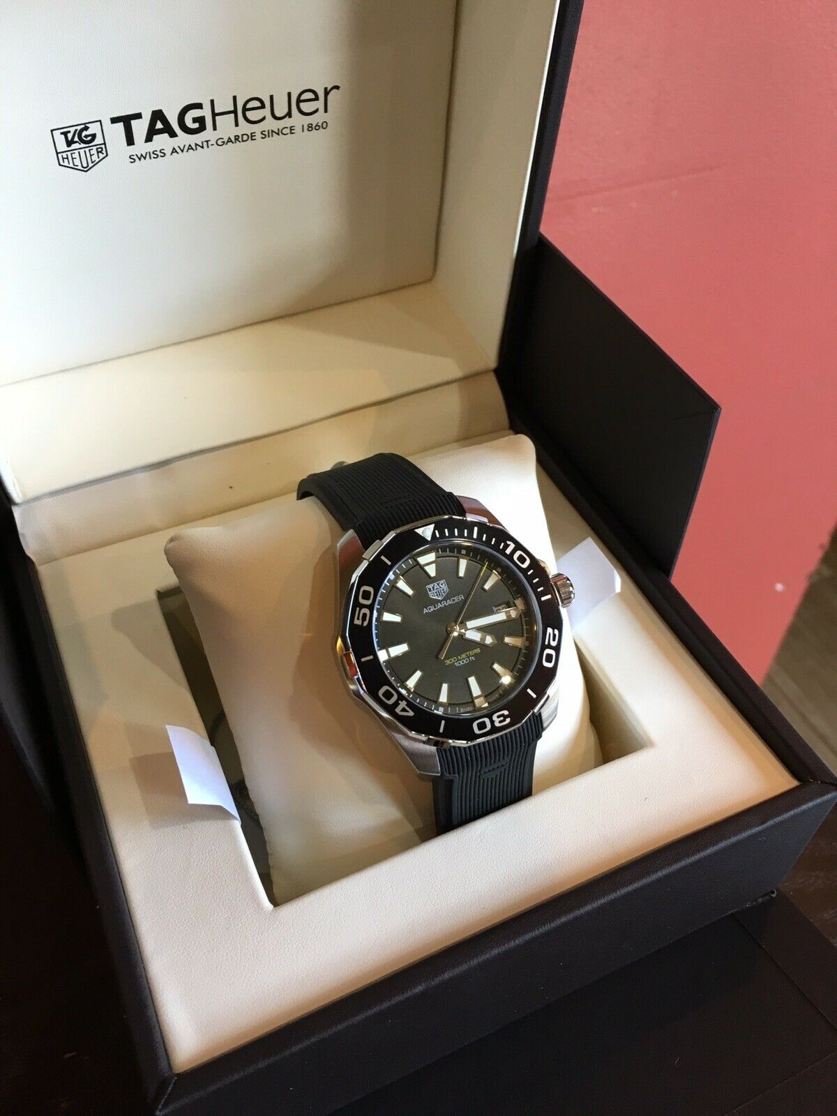 TAG HEUER AQUARACER 41mm (NEW) BLACK DIAL *RUBBER* WAY111A.FT6151 