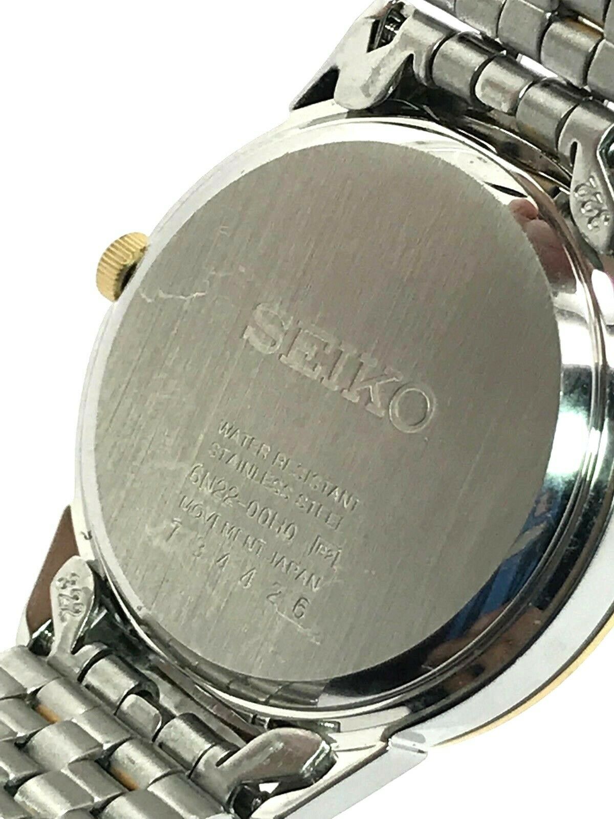 Seiko 6N22-00H0 Swarovski Stainless Steel Date Two Tone Silver Dial Womens  Watch | WatchCharts
