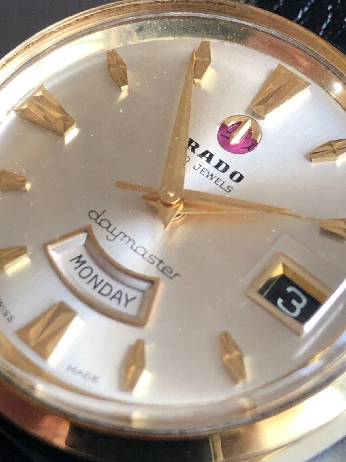 1960s Rado Daymaster 30 Jewel Gold Plated Automatic Watch 