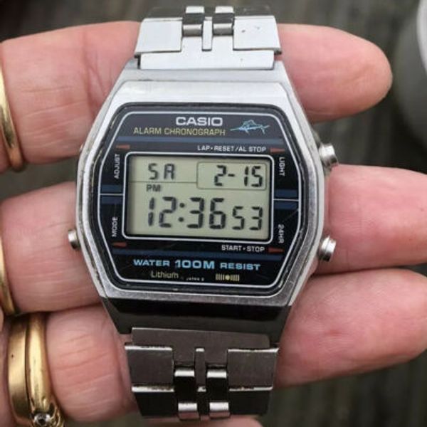 CASIO W-750 Marlin vintage lcd watch digital 100m steel 80s
