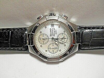 SEIKO LADIES COUTURA CHRONOGRAPH WATCH 7T62 0EM0 NEW BATTERY NEEDS