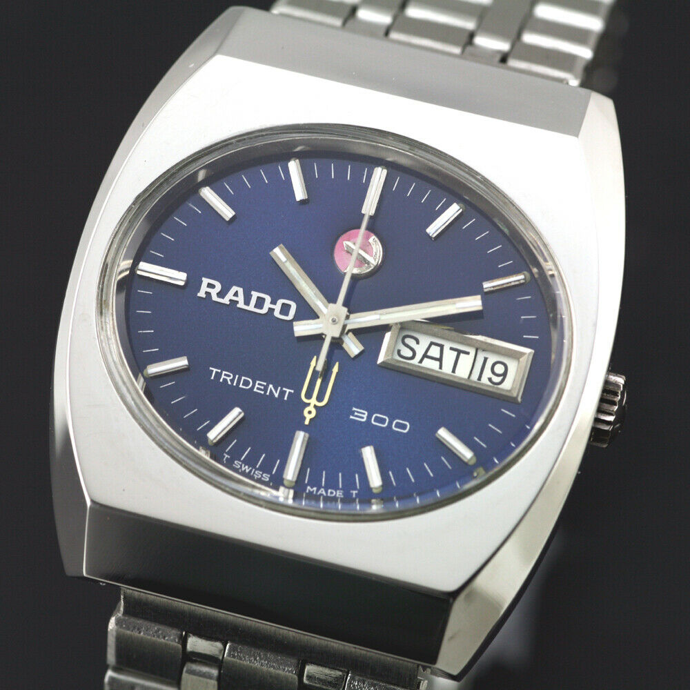 VINTAGE RADO TRIDENT 300 DAY DATE AUTOMATIC BLUE DIAL MEN`S DRESS