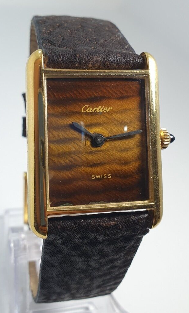 Reloj must de best sale cartier 18k gold electroplated