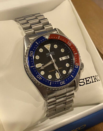 RARE 2001 SEIKO SKX013 PEPSI BEZEL LATIN DATE AUTOMATIC DIVERS