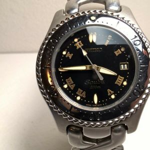 Seiko Leganza Black-Gold Dial SBBC043 7N35-6080 Scuba 200m Quartz