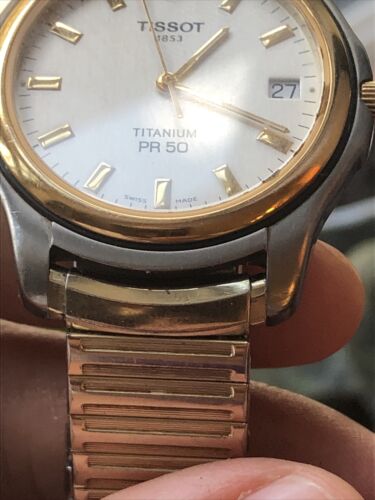 Tissot PR 50 Titanium and Gold Plate Quartz Mens Watch 1853