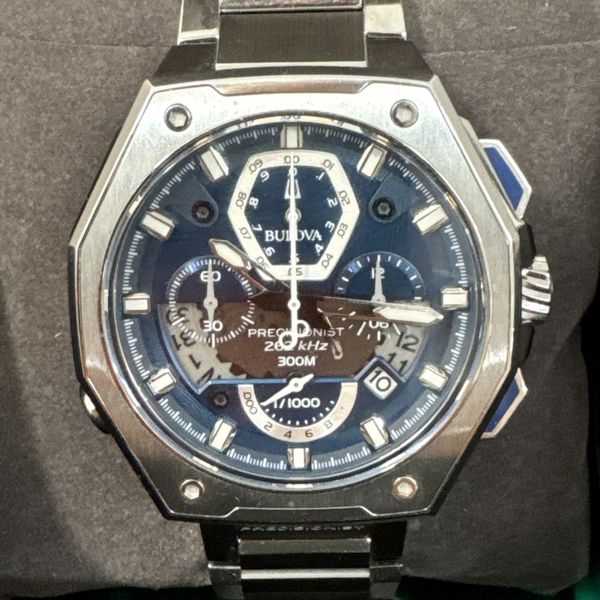Bulova Precisionist Chronograph Blue Dial Quartz Diver's 96B349 300M ...
