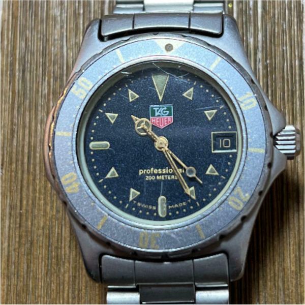 稼働　TAG HEUER タグホイヤー 972.613 ネイビー　2000 Tag Heuer 972.613 34mm Watch Moondust Blue Granite