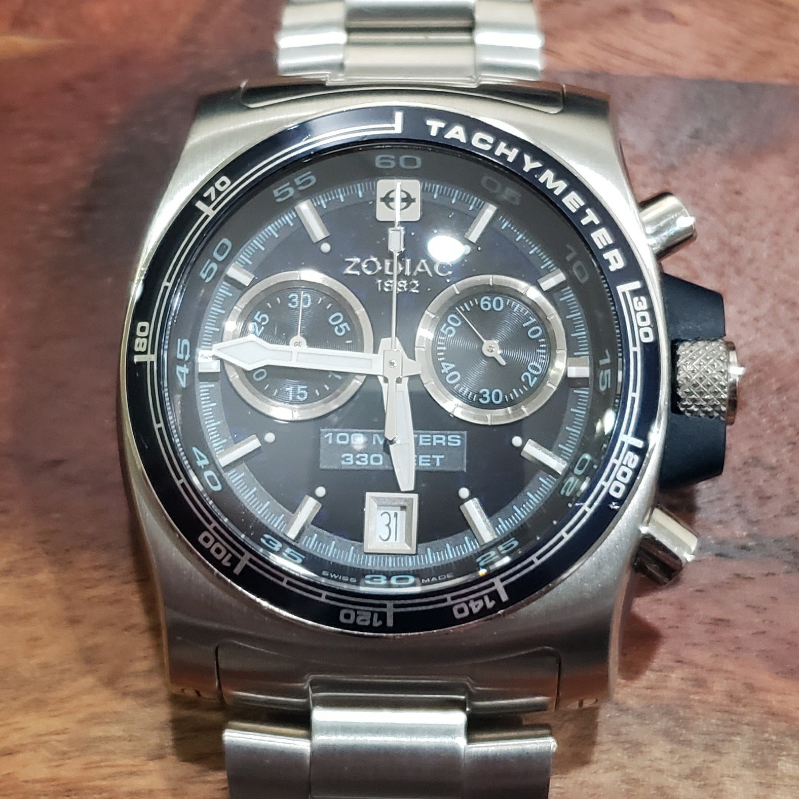 MINT Zodiac Super Sport Timer Chronograph Watch ZO7500 w/ Bracelet