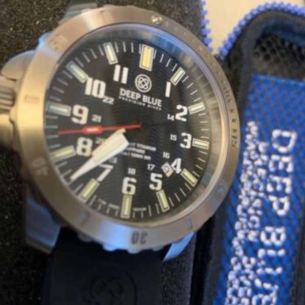 Deep Blue Watch Daynight Titanium Tritium T 100 Quartz Lefty Diver 45mm