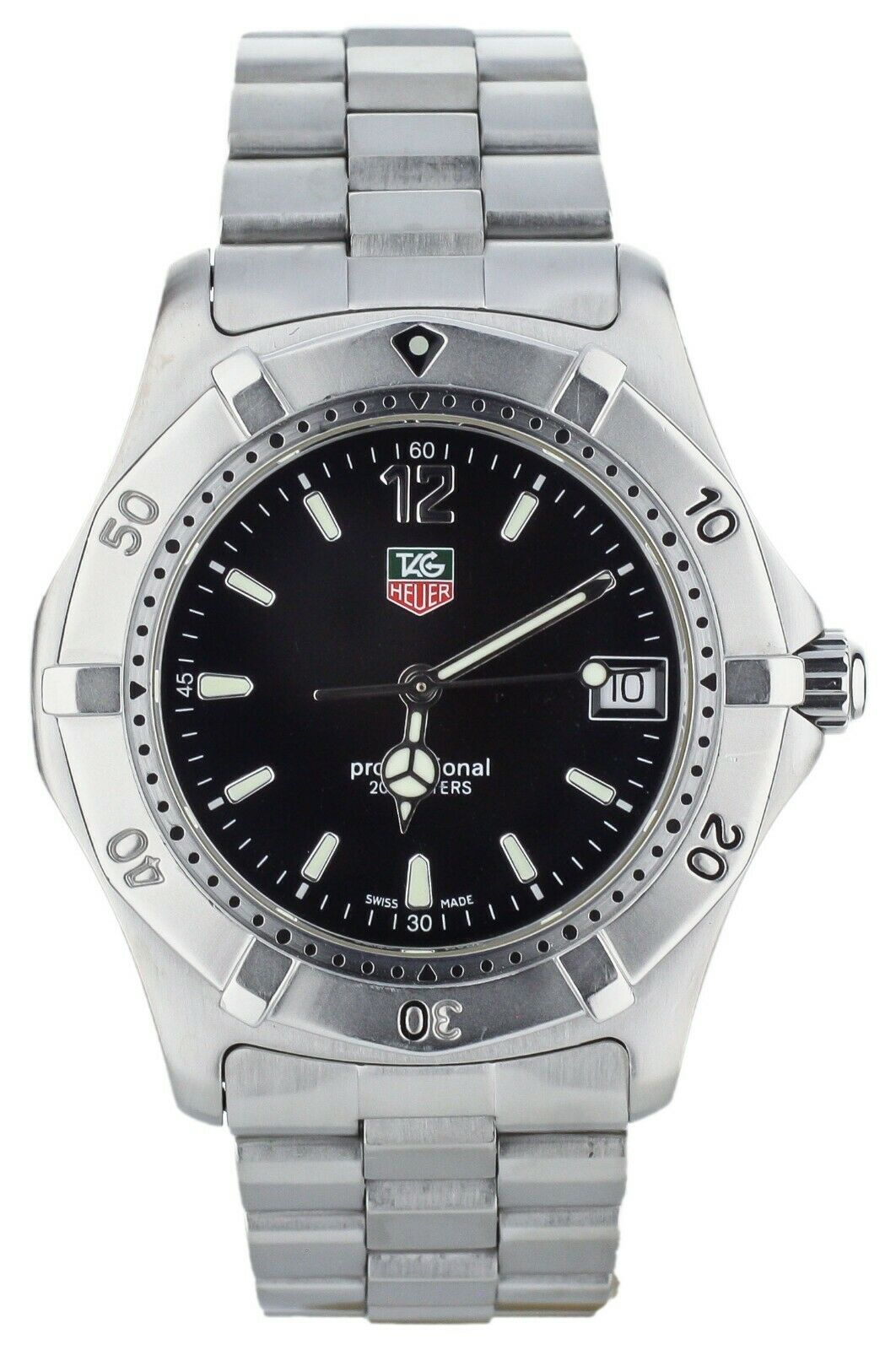 TAG HEUER 2000 SERIES WK1110 0 200M BLACK DIAL QUARTZ