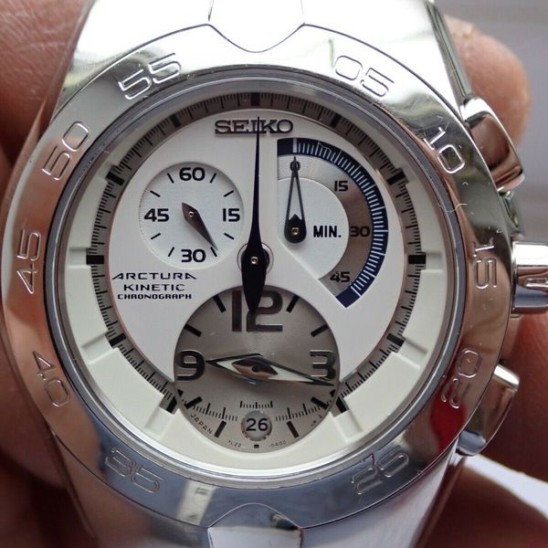 Seiko Arctura Kinetic Chronograph 100m Sapphire 7l22-0aj0 Rare Find 