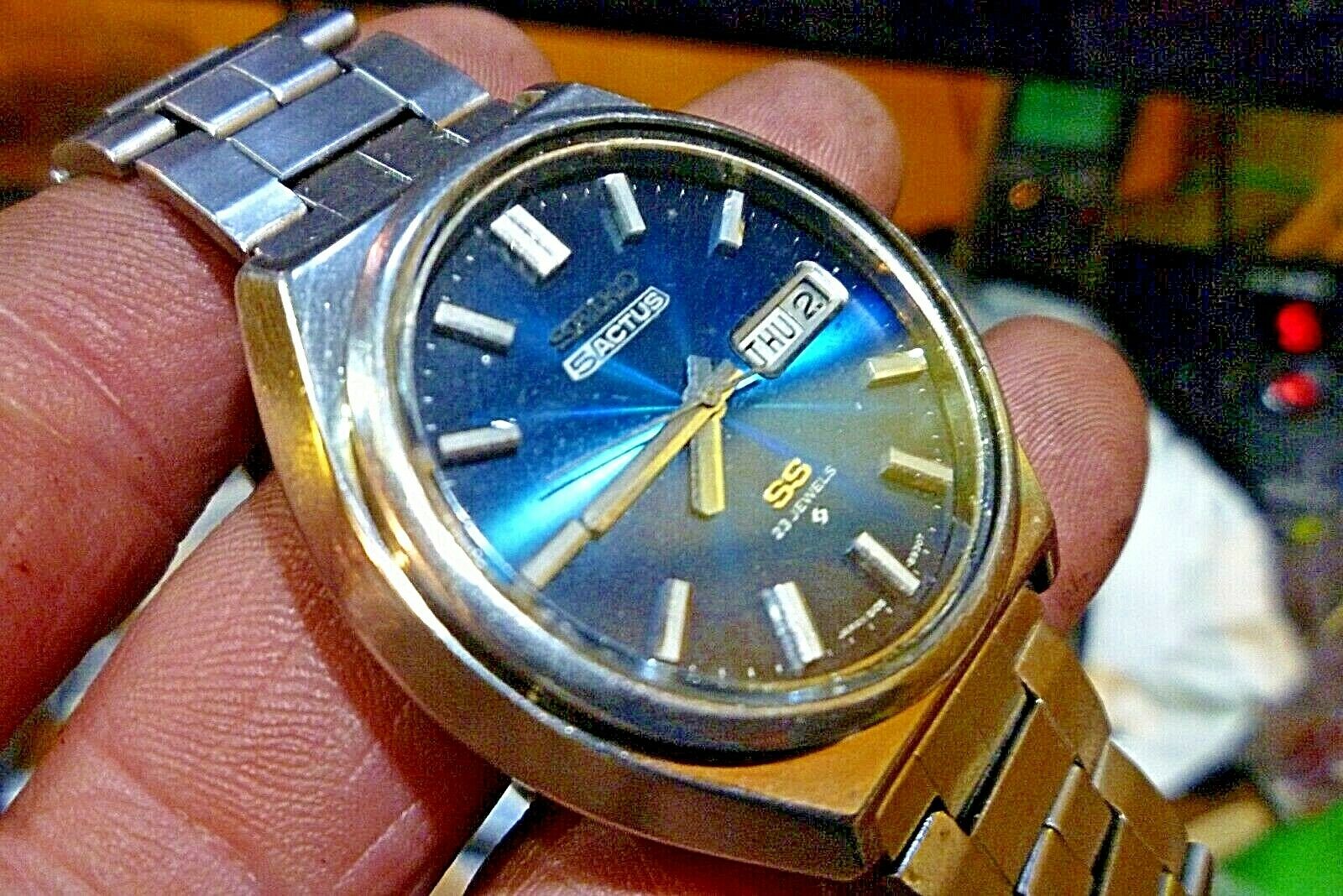 Mens 38mm SEIKO 5 ACTUS SS 23 jewels 6106-8690 Blue