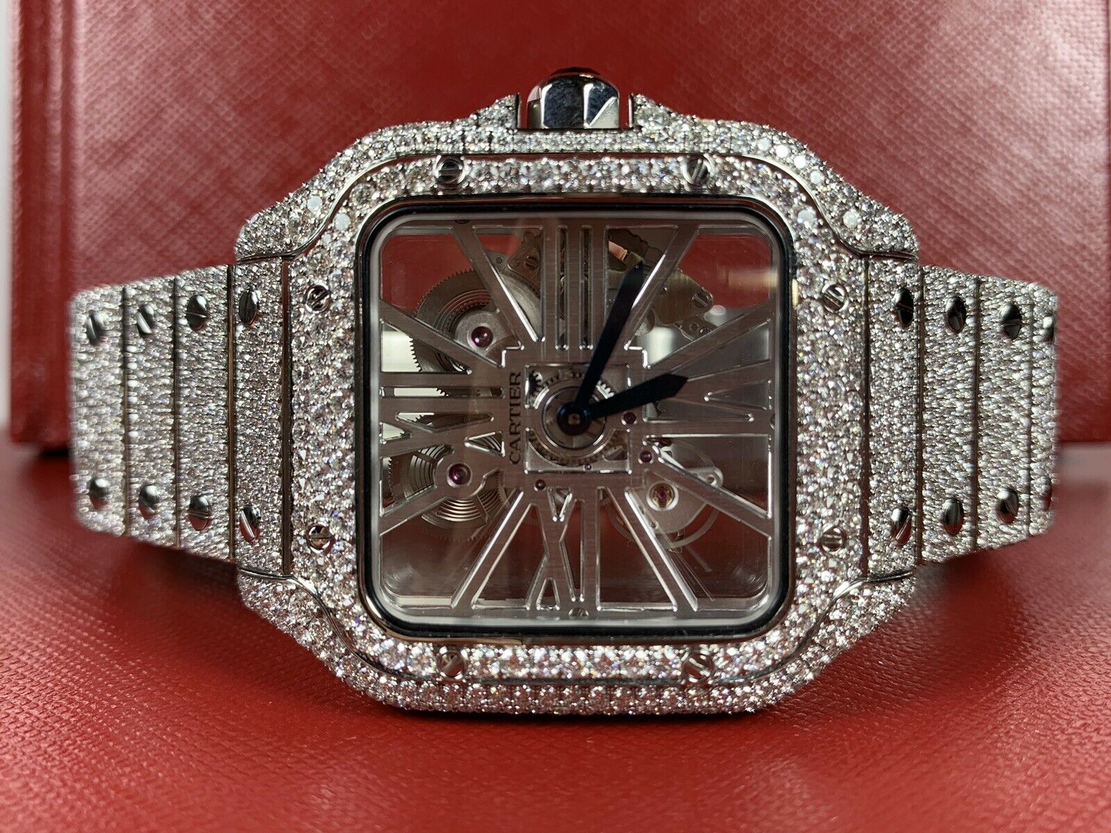 iced out skeleton watch