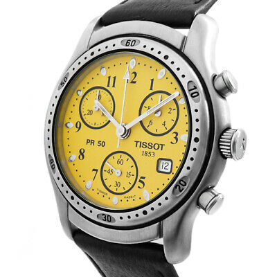 TISSOT PR50 YELLOW 1 10 CHRONOGRAPH SAPPHIRE DATE SWISS MADE