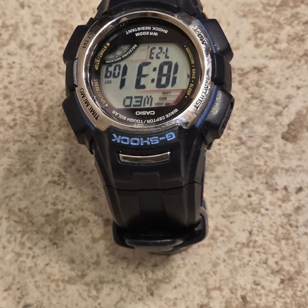 Men Casio G-Shock Wave, Watch Black & Blue Tough Solar Atomic GW-300 ...