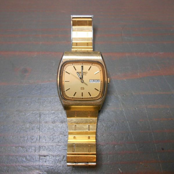 Seiko SQ Mens Gold Tone Quartz Watch With Day Date 8123 511 LT Needs ...