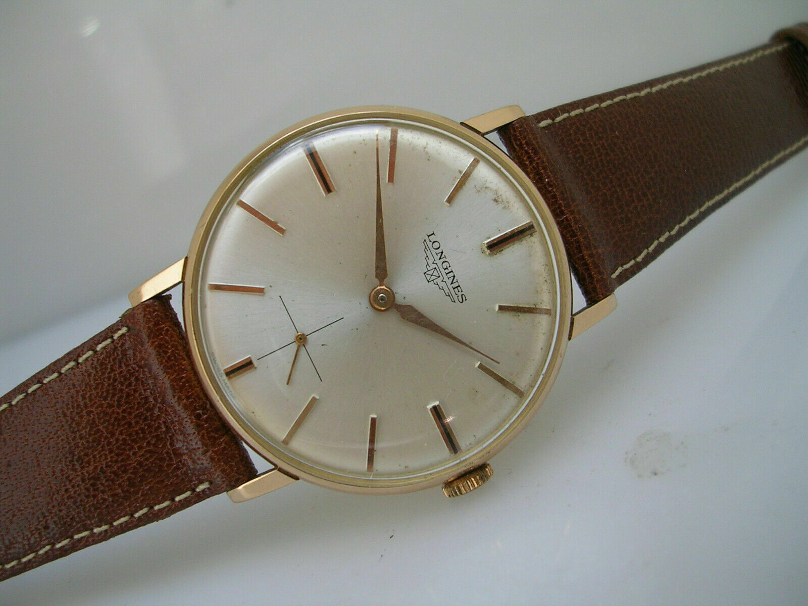 LONGINES 7515 ROSE GOLD 18 KT YEAR 1967 MANUAL 302 SERVICED MEN S