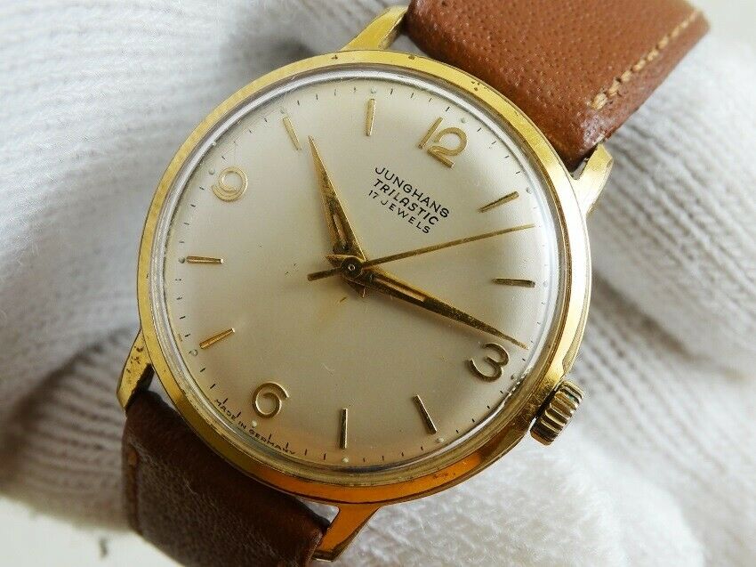 JUNGHANS TRILASTIC 17 J. J93S1 Vintage German Gold Plated Mens