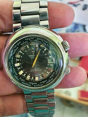 VINTAGE TISSOT T12 NAVIGATOR WORLD TIME GMT AUTOMATIC MENS WATCH