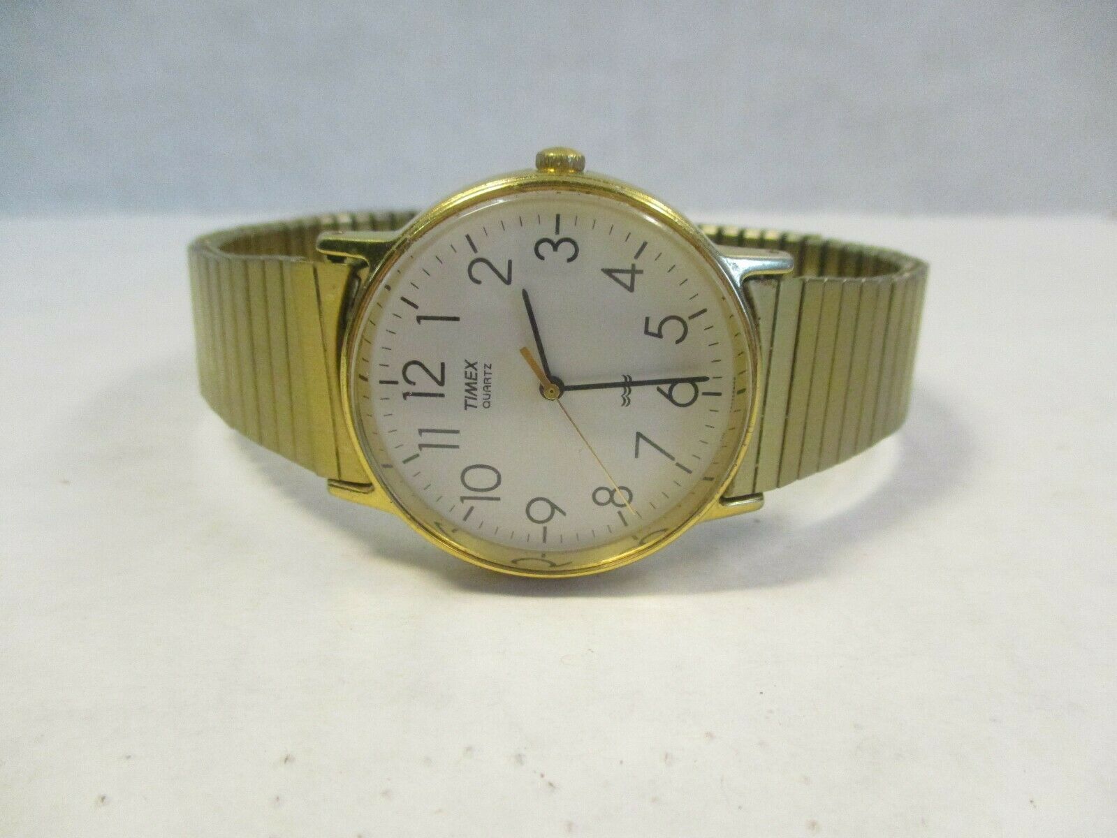 TIMEX LA Cell Gold Tone Case & Expandable Band With White Face Watch ...