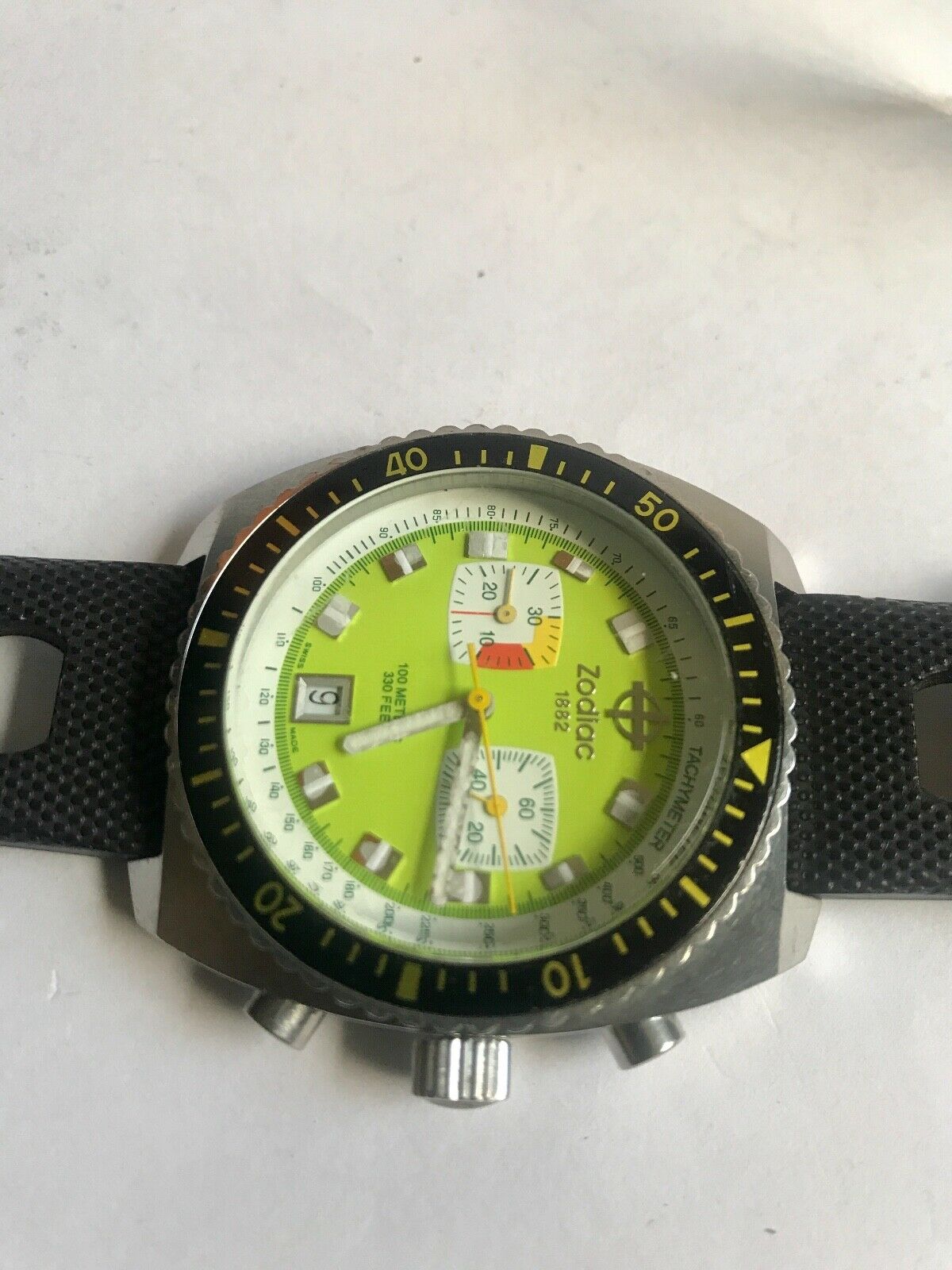 ZODIAC 1882 SEA DRAGON 100m CHRONOGRAPH WATCH.NOT WORKING, AS IS