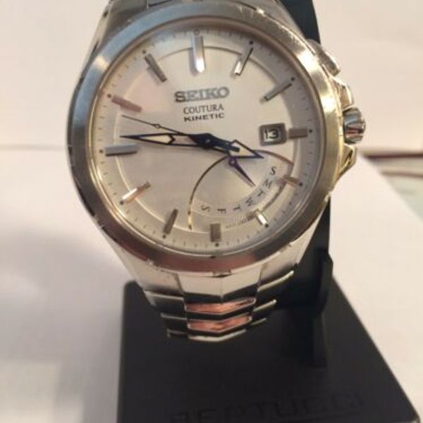 Seiko Coutura SRN063 Men's 43mm Kinetic Retrograde Silver Tone White Dial  Watch | WatchCharts