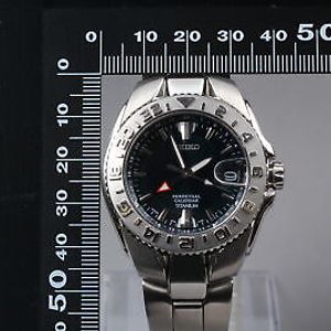Near MINT Box] SEIKO Perpetual Calendar 8F56-0040 GMT Titan Quartz