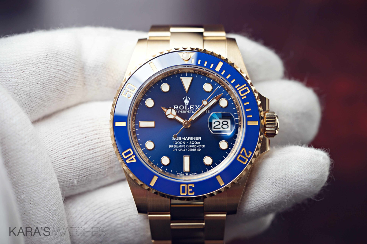 Rolex submariner yellow gold blue clearance dial