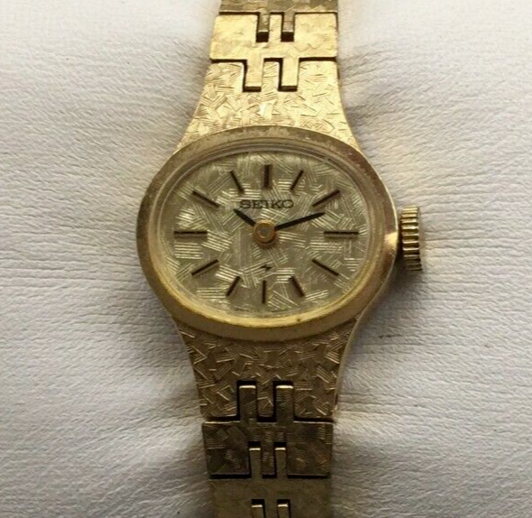 Vintage Seiko Watch Women Gold Tone Oval Case 11 7619 Manual Wind