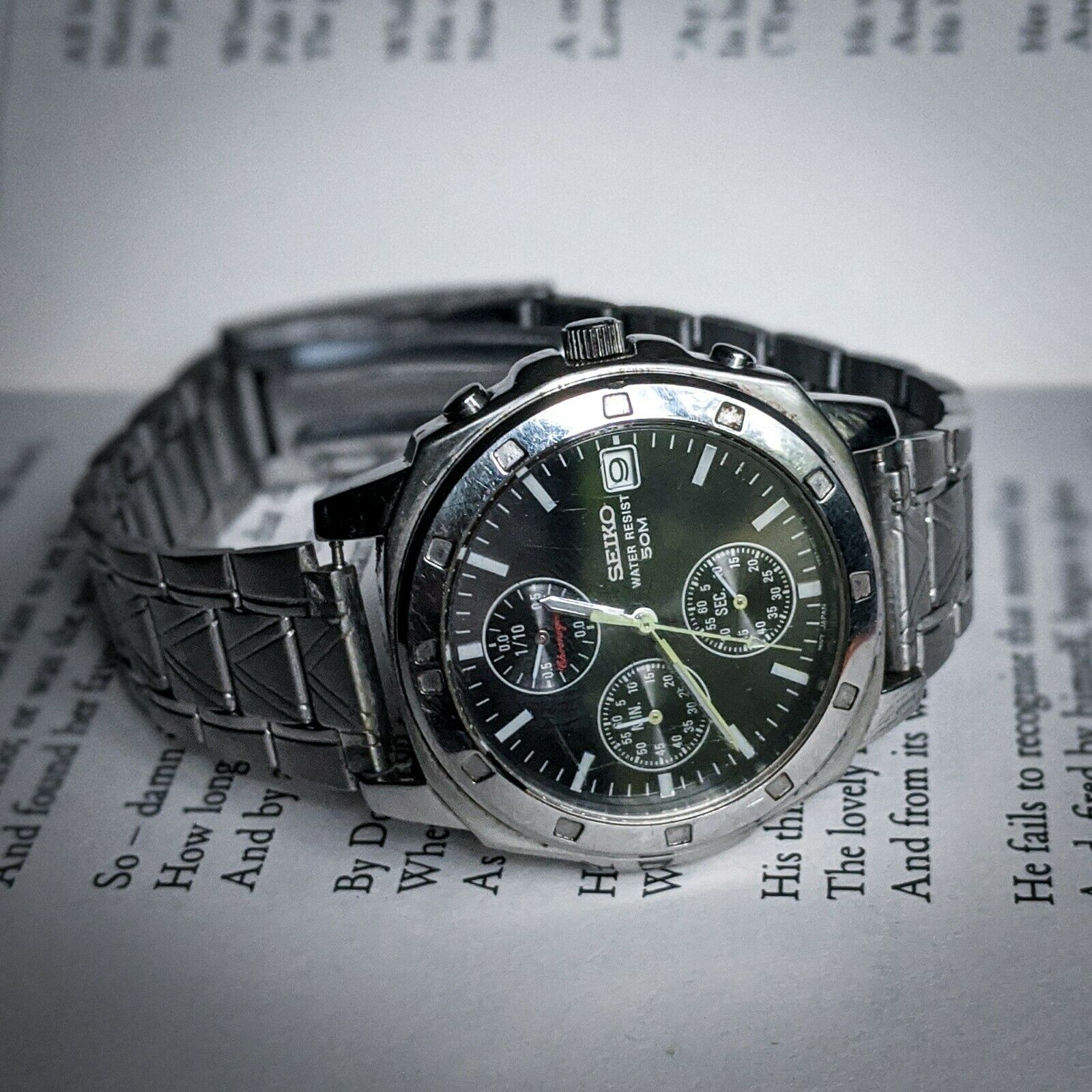 Vintage Seiko chronograph, men's chrono watch, quartz V657 Vintage Seiko chronograph, men's chrono watch, quartz V657