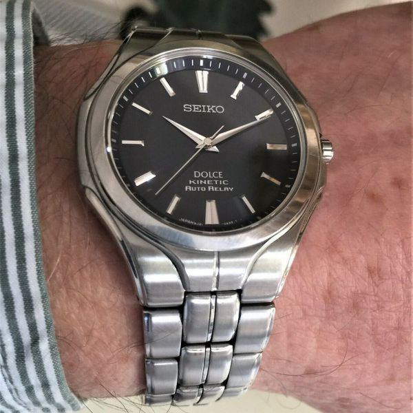 時計 SEIKO DOLCE KINETIC AUTO RELAY 5J21-0A30 Men's Seiko Kinetic Dolce Auto Relay Watch Black Dial Model 5J21