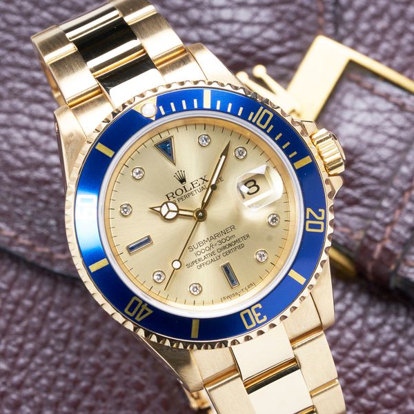 FSOT: 1990 Rolex Submariner Date Ref. 16618 with Rare Factory Serti ...