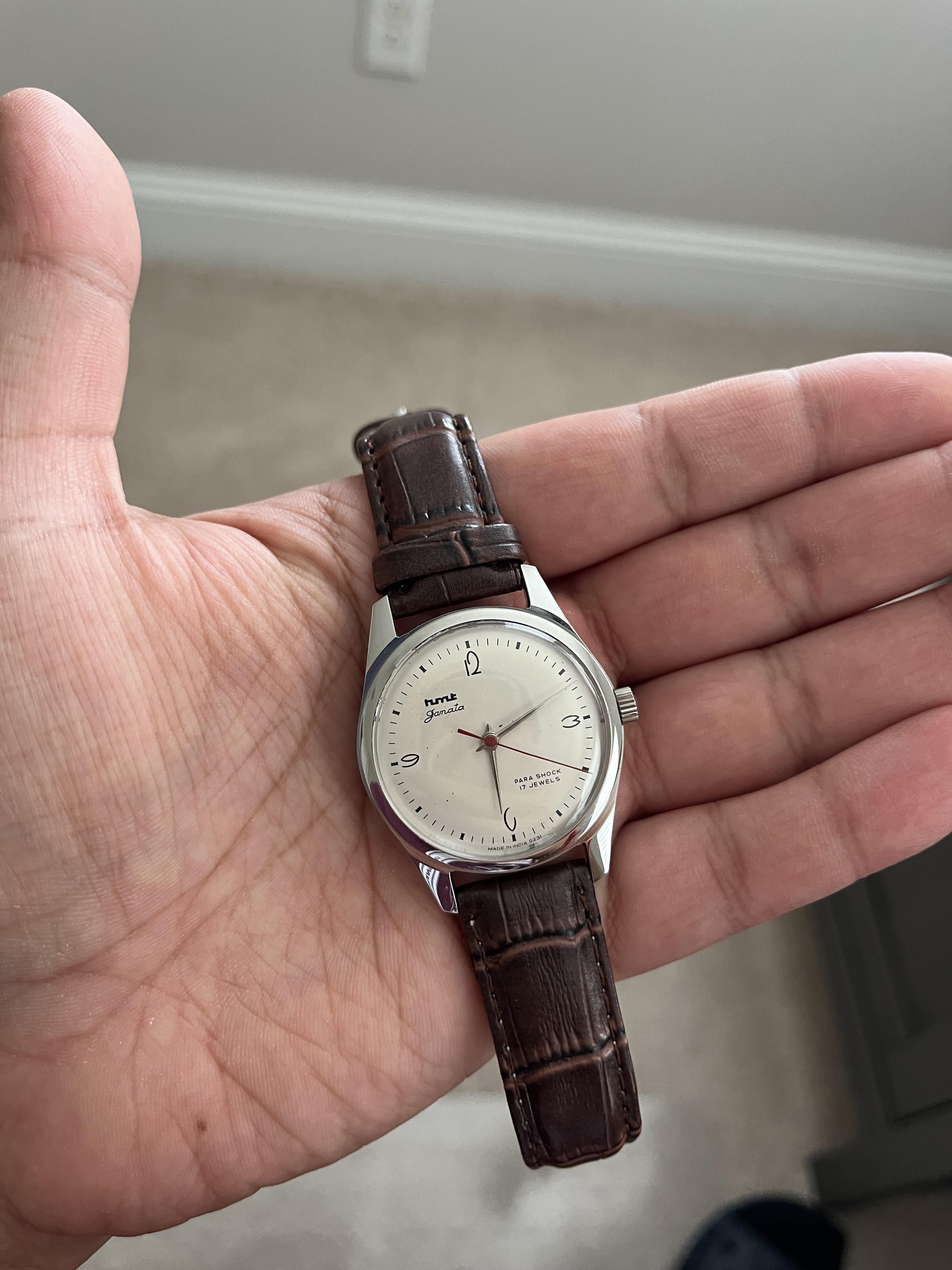 HMT Janata golden case with silver dial and transparent back : r/hmtwatches