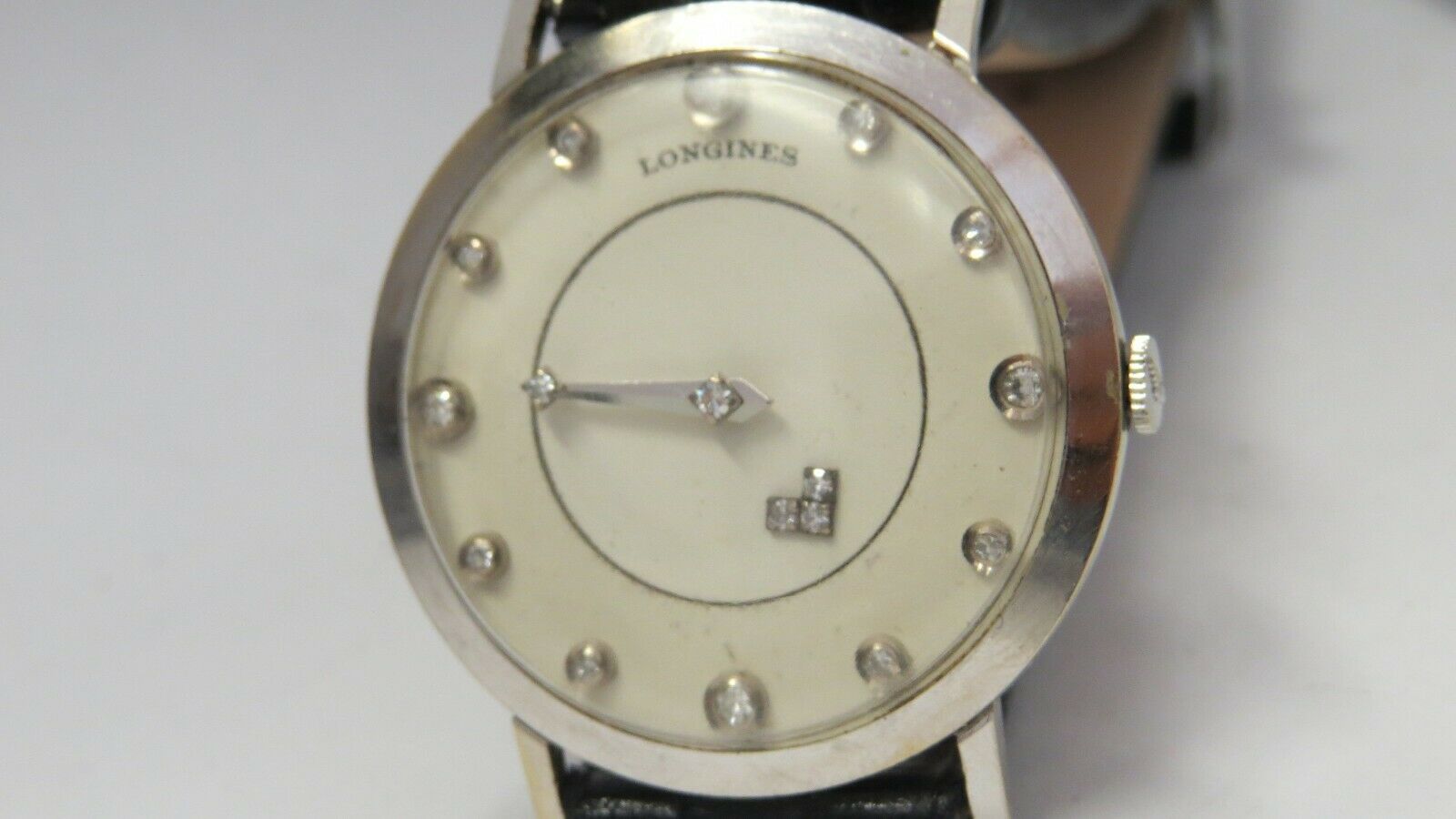 Vintage LONGINES Cal 19.4 Ref 1017 Diamond Mystery Dial 14K white