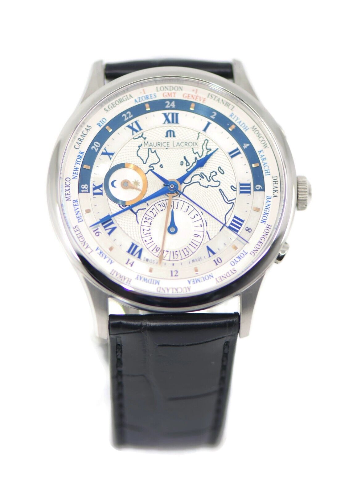 Maurice Lacroix Masterpiece Worldtimer Stainless Steel Watch