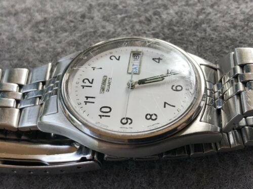 Seiko Quartz Vintage 7N43-8A39 Stainless Steel Military Style Dial