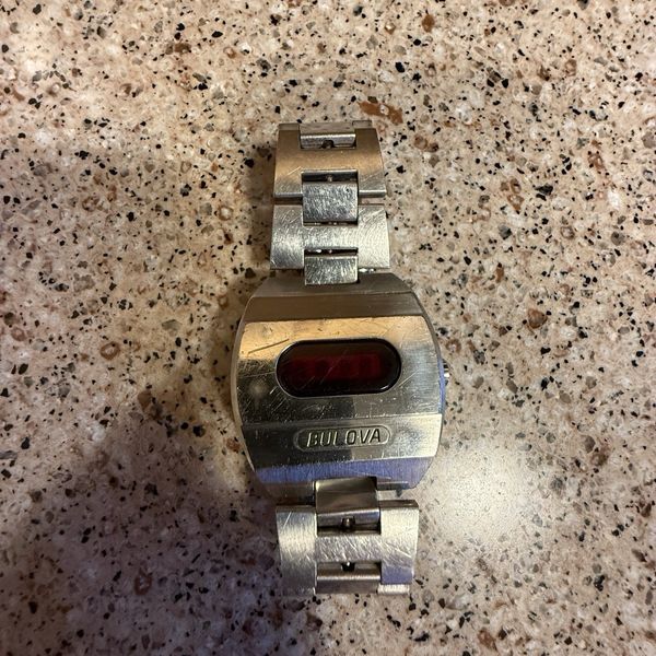 Vintage 1974 Bulova Big Block Red LED Wristwatch WORKING | WatchCharts ...
