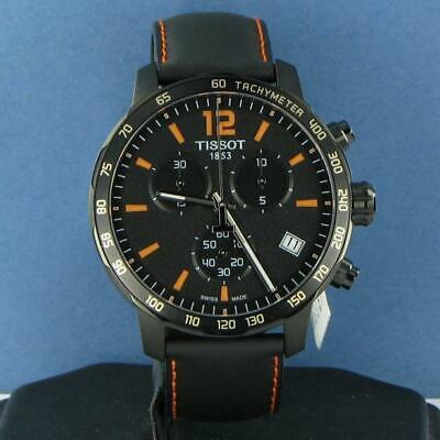 Tissot Quickster Chronograph Black Dial Leather Mens Watch