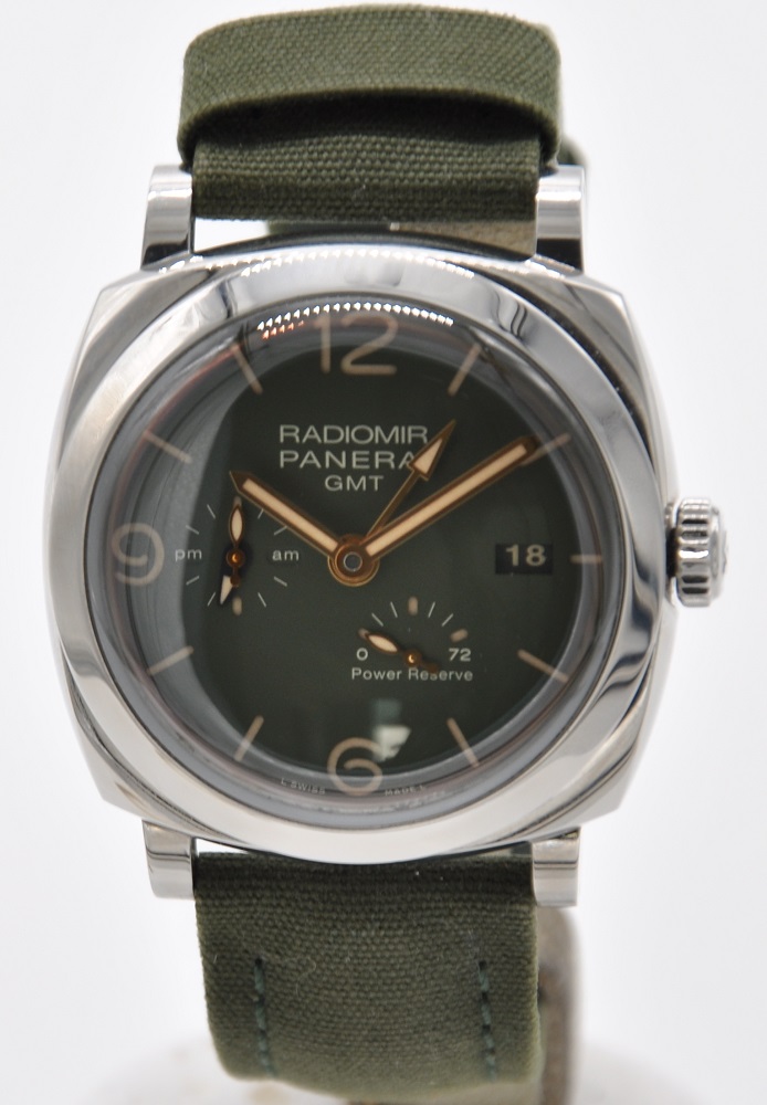 FS Panerai Radiomir 1940 GMT Power Reserve Green Steel 45mm PAM00999 Strap WatchCharts Marketplace